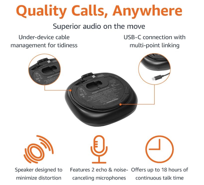 Amazon Commercial Premium Bluetooth Speakerphone, 5"
