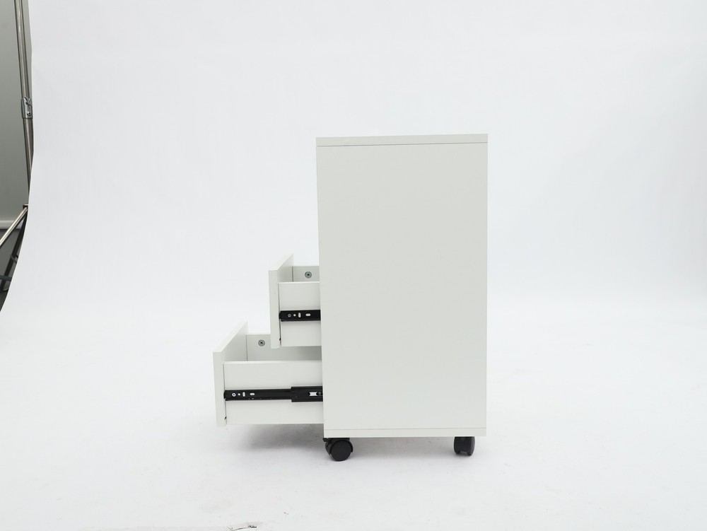 3-Tier End Table Sofa Side End Storage Shelf White Movable Storage Cabinet