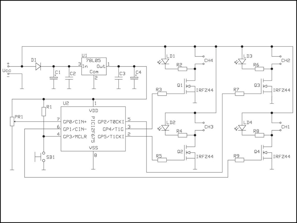 4 Channel LED Controller Chaser Light Show Strobe Strip Microcontroller