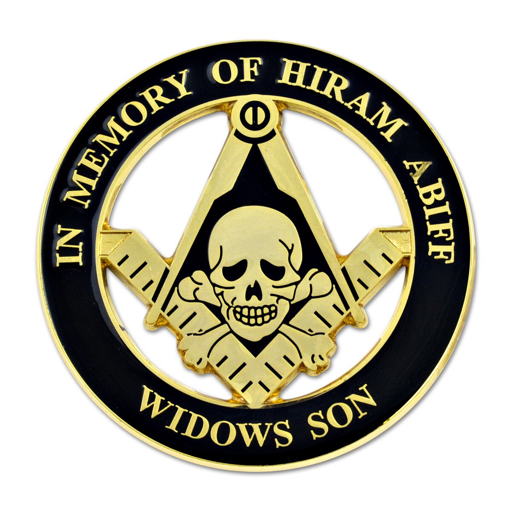 Widow's Son Skull Square & Compass Round Masonic Auto Emblem - [3'' Diameter]
