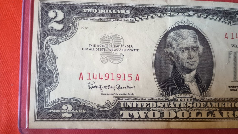 1963 Two Dollar Red Seal Bill