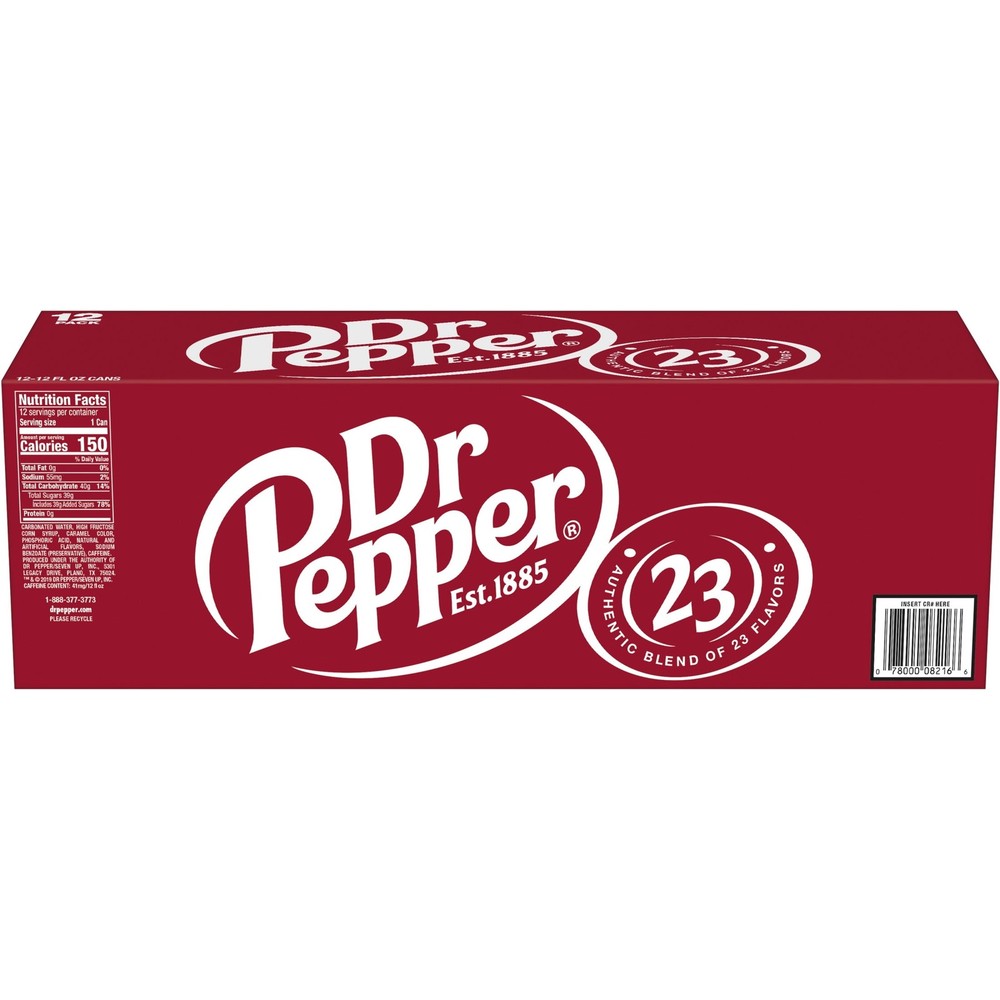 Dr Pepper Soda Pop, 12 fl oz, 12 Pack Cans