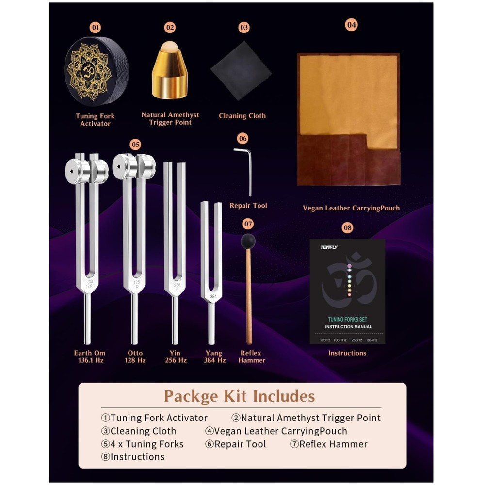 Precise Frequency Tuning Forks - Sound Healing Kit