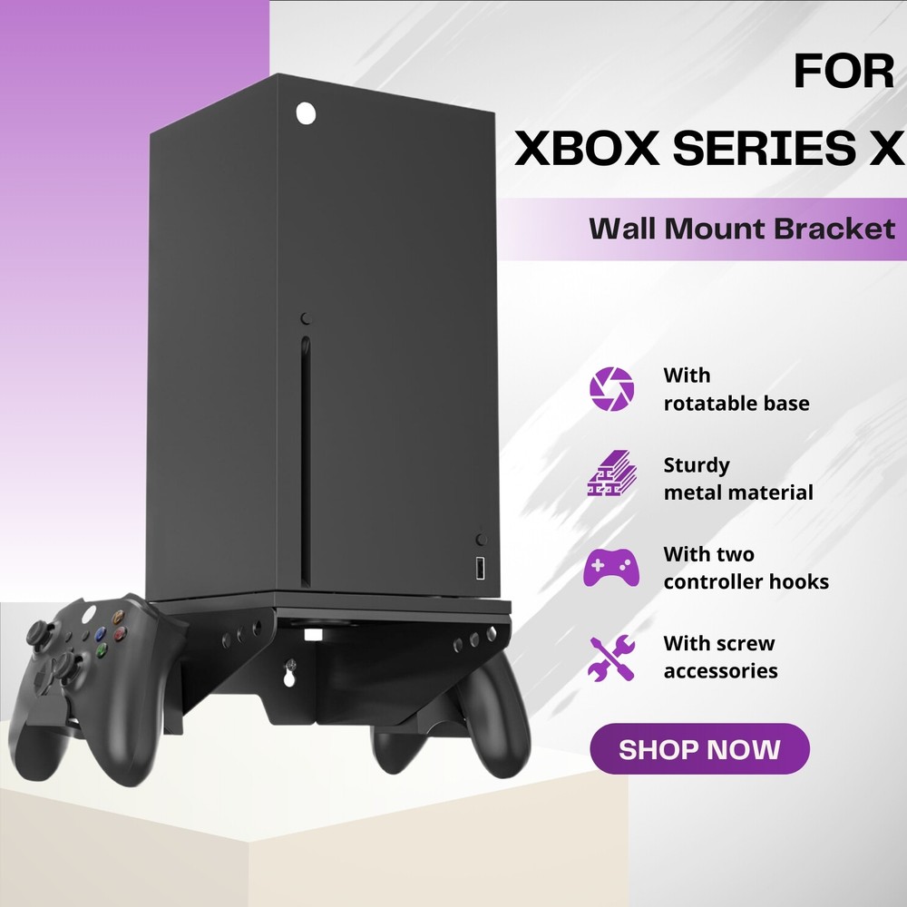 Rotatable Wall Mount for Xbox Series X - 2 Controller Holder & Headphone Hook