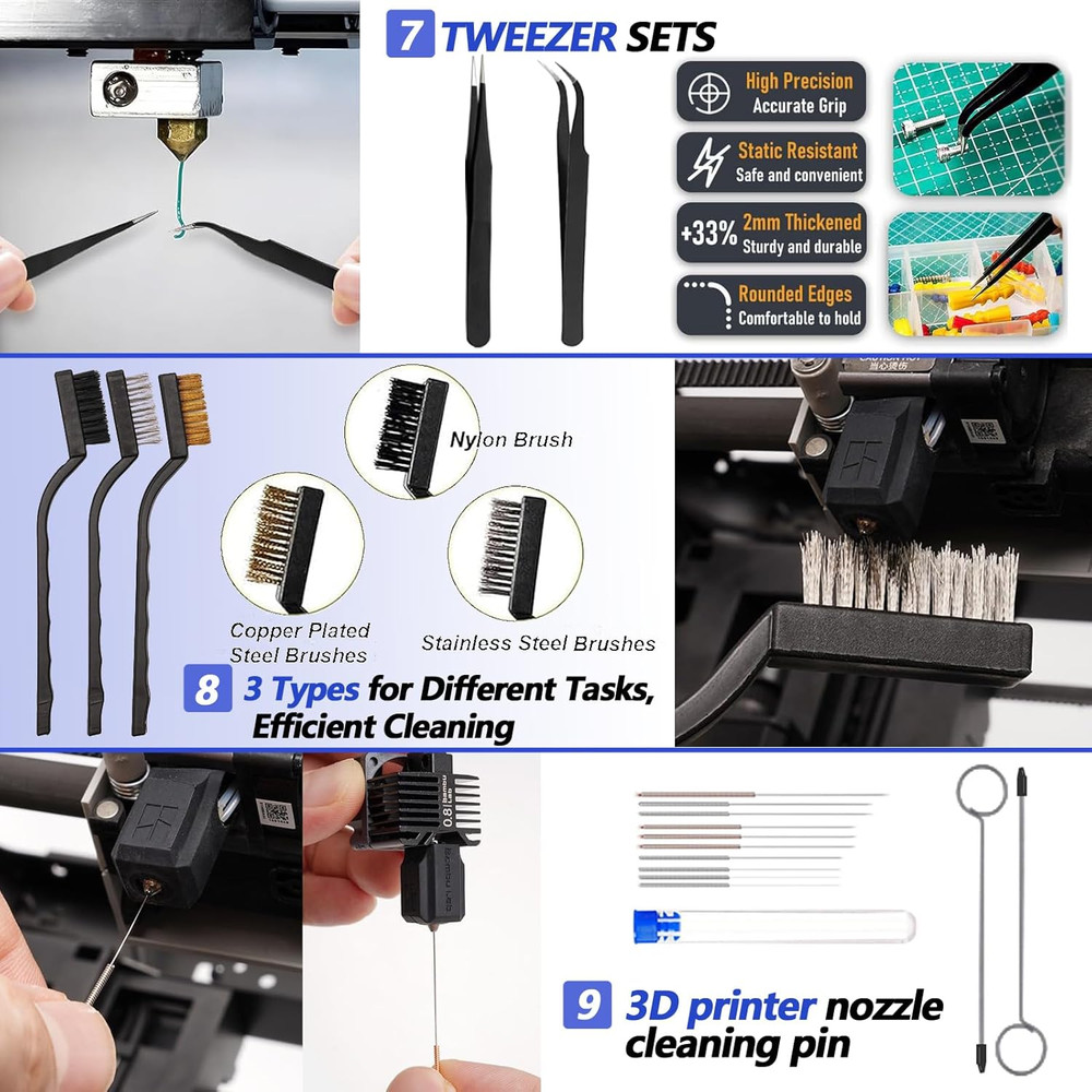 262-Piece 3D Printer Tool Set with Bag - Complete Model Tool Kit