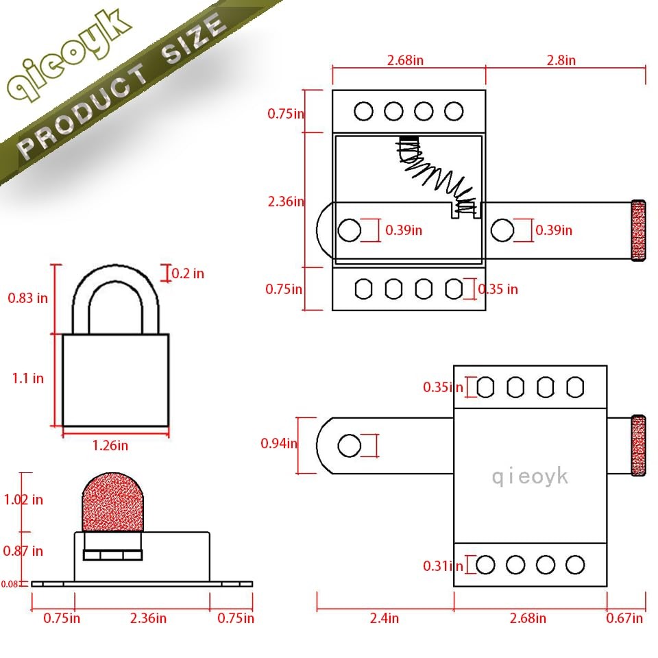 2 Pack Garage Door Locks with Self Tapping Screws Inside Deadlock for Most Ga...