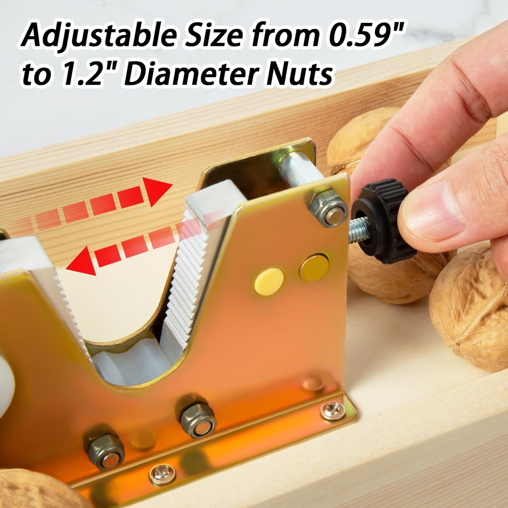 NutCracker Tool Heavy Duty Nut Cracker with Wooden Base Adjustable Nut Tongs ...