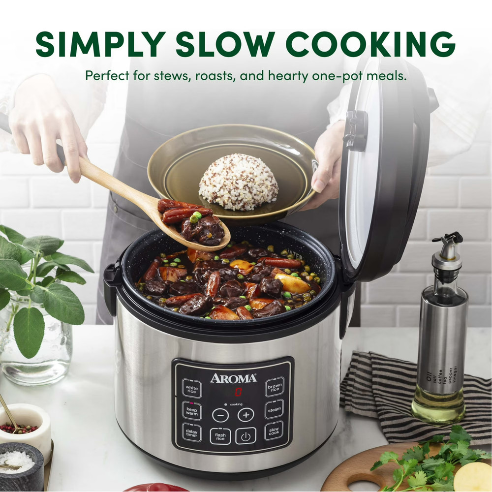 Aroma 20 Cup Rice Cooker Programmable Multi Cooker Steamer Cooking
