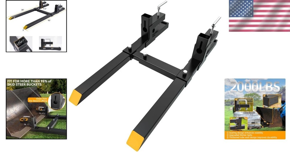 Clamp on Forks for Tractor Attachments - 2000lbs Capacity