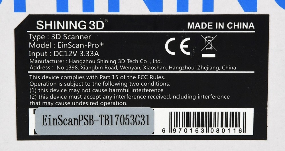 Shining 3D EinScanPro EinTurntable EinScan PCATB17060E23 with Accessorie G2U