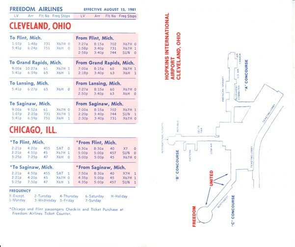 Freedom Airlines timetable 1981/08/15