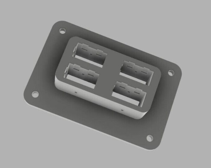 Quad Panel Mount, Compatible With Anderson PowerPole PP15-PP45