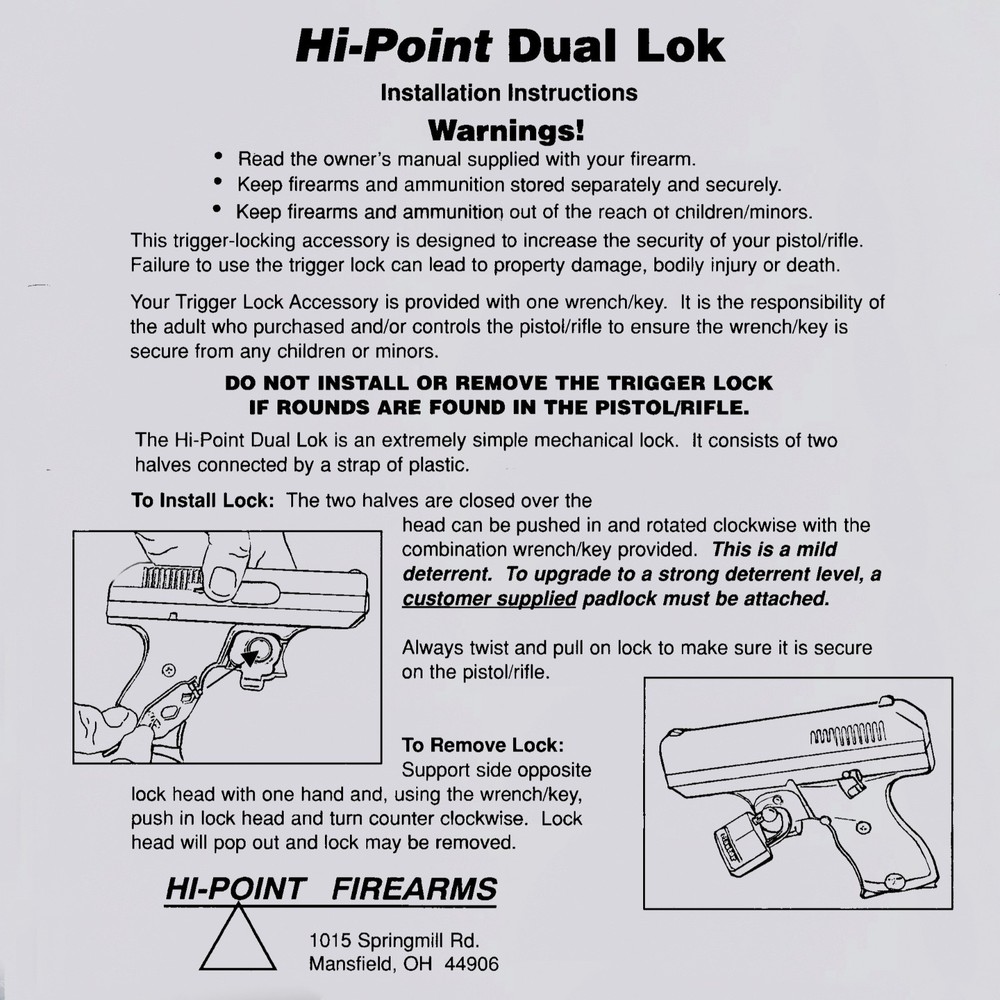 Dual Lok Trigger Lock w/ wrench / Adjustment Tool