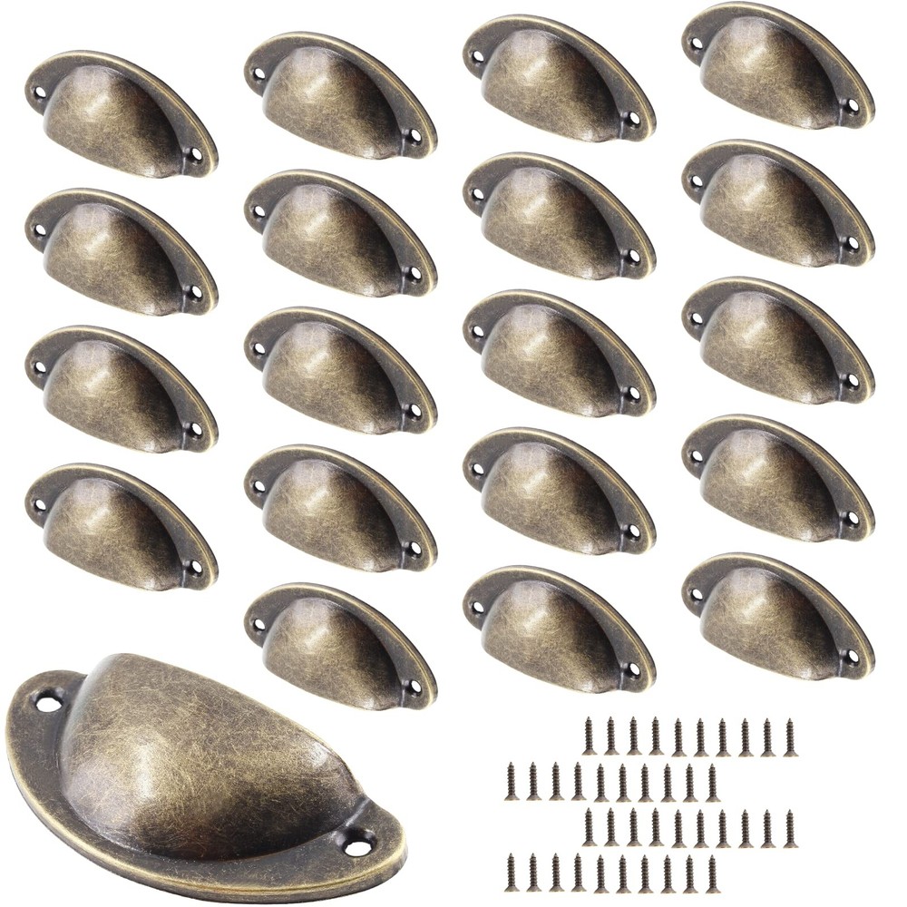 Bivethoi 20 Pack Cabinet Bin Cup Pulls Antique Bronze Half Moon Drawer