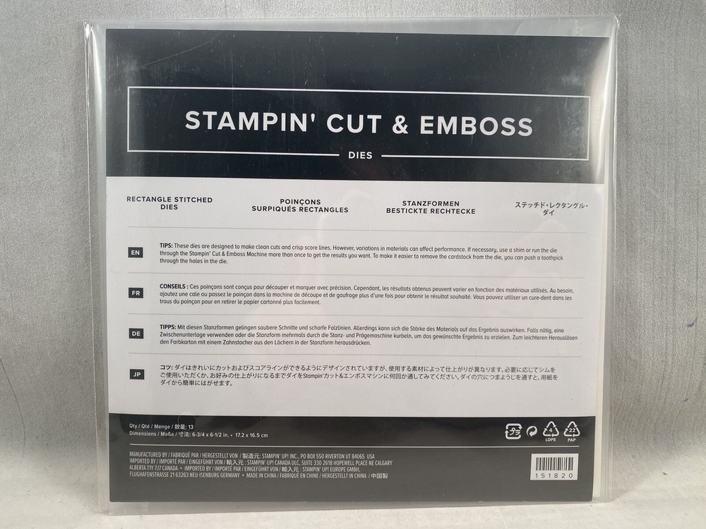 RECTANGLE STITCHED Dies Stampin Up Layering Nested A23