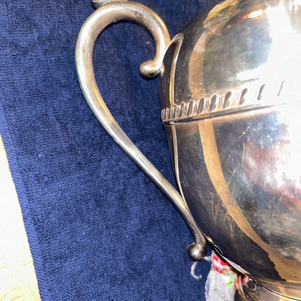 Antique Crescent Silverplate Water Pitcher 8” At Handle