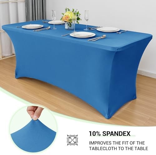 Obstal 6ft Aqua Spandex Table Cover, 2 Pack, Fitted Rectangular