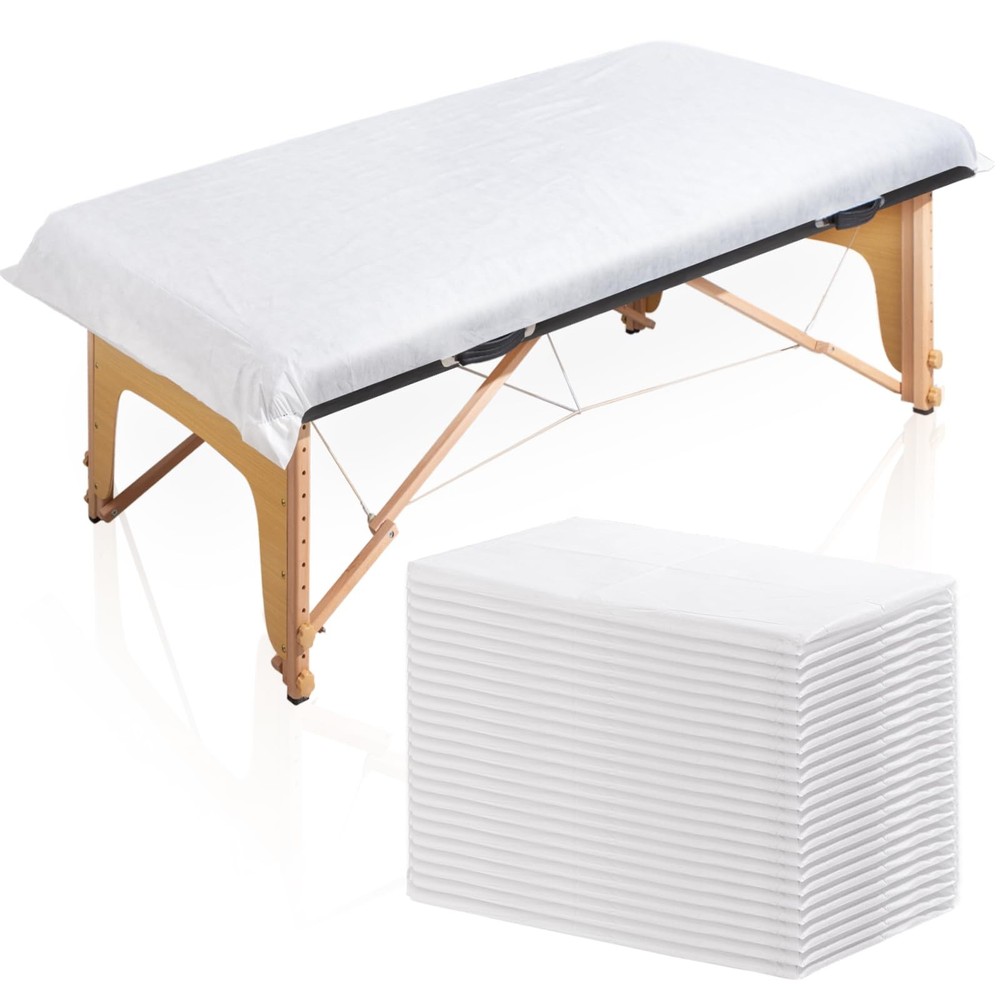 25PCS 84x35in Disposable Fitted Massage Table Sheets with Elastic, Breathable...