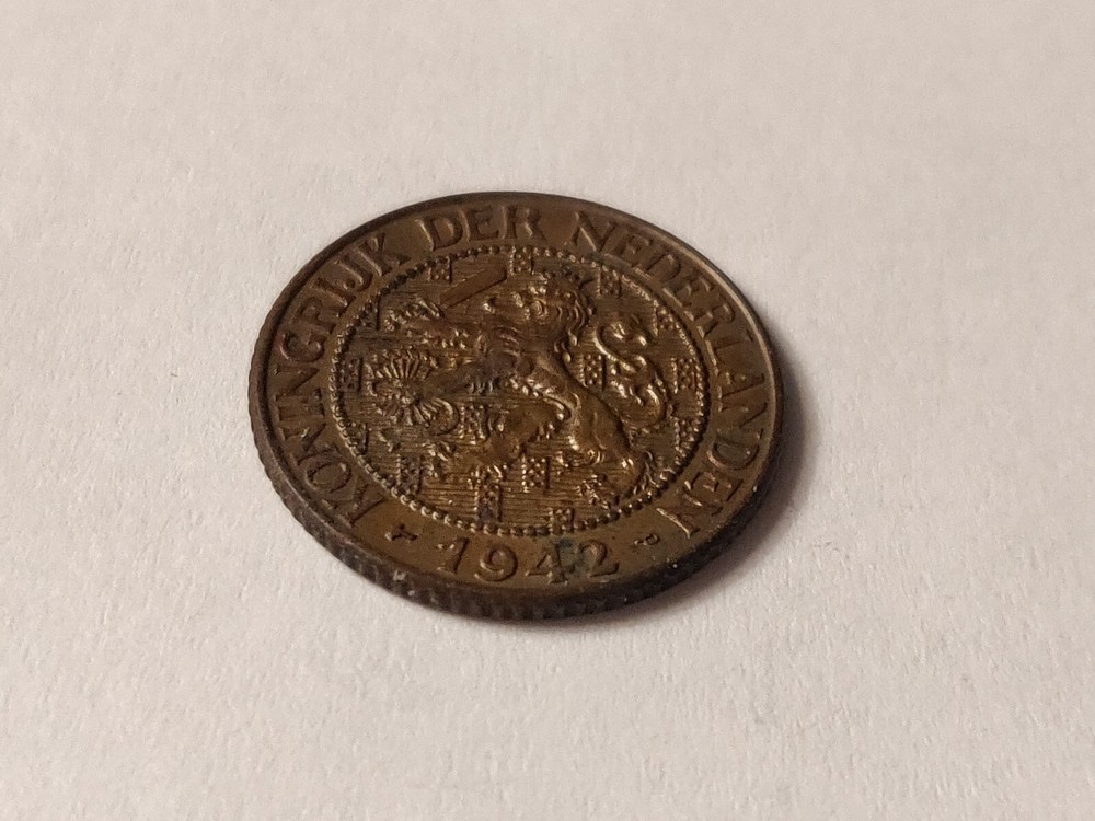 1942 CURACAO 1 CENT UNCIRCULATED WILHELMINA