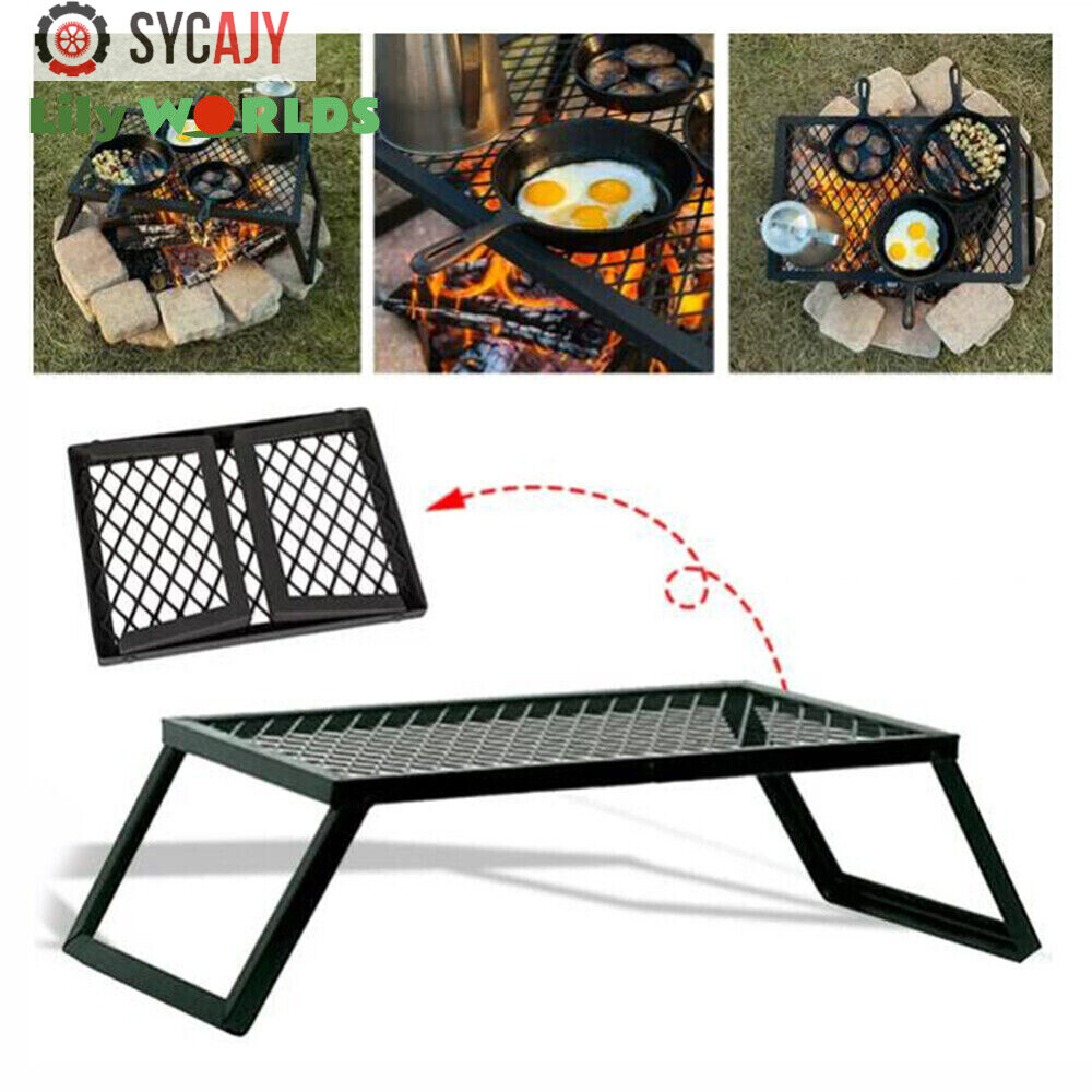 Camping Grill Fire Pit Grate Campfire Cooking Portable Stand Equipment Foldable