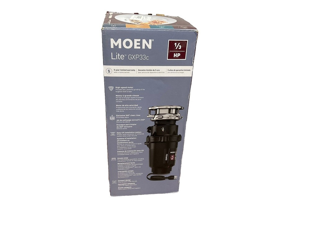 MOEN Lite Series 1/3 HP Continuous Feed Garbage Disposal with Power Cord