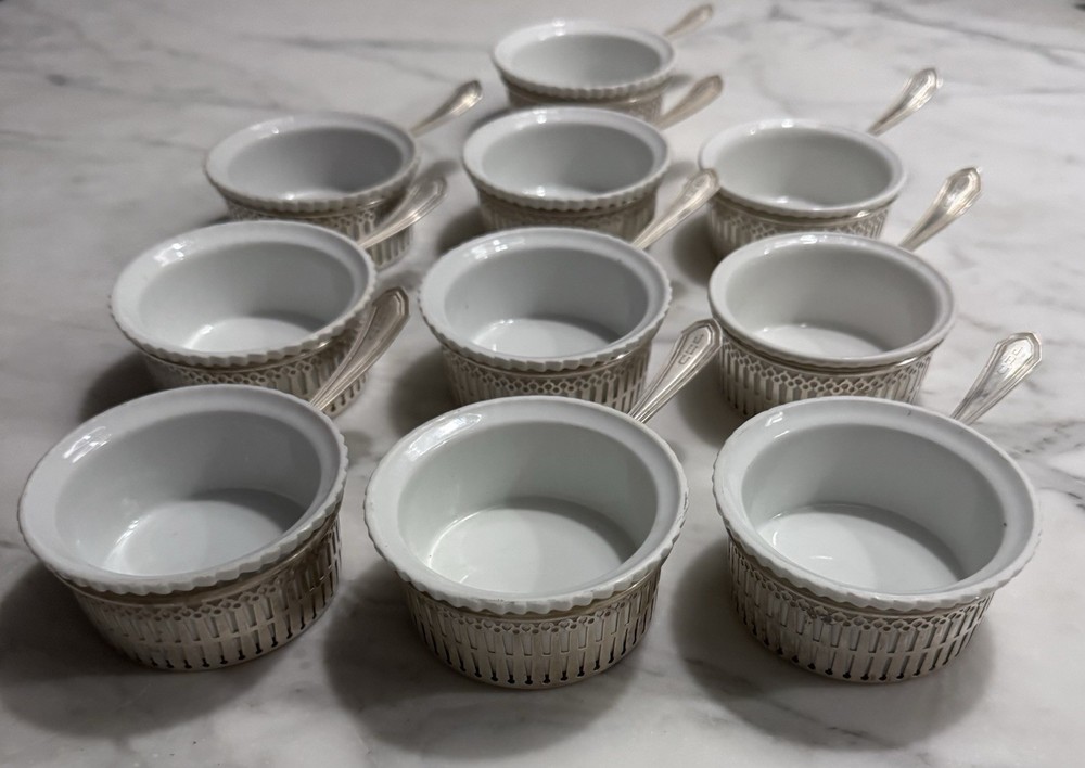 10 Mauser Sterling Silver Holders with Rameki Cups - 2 extra holders - 363 grams
