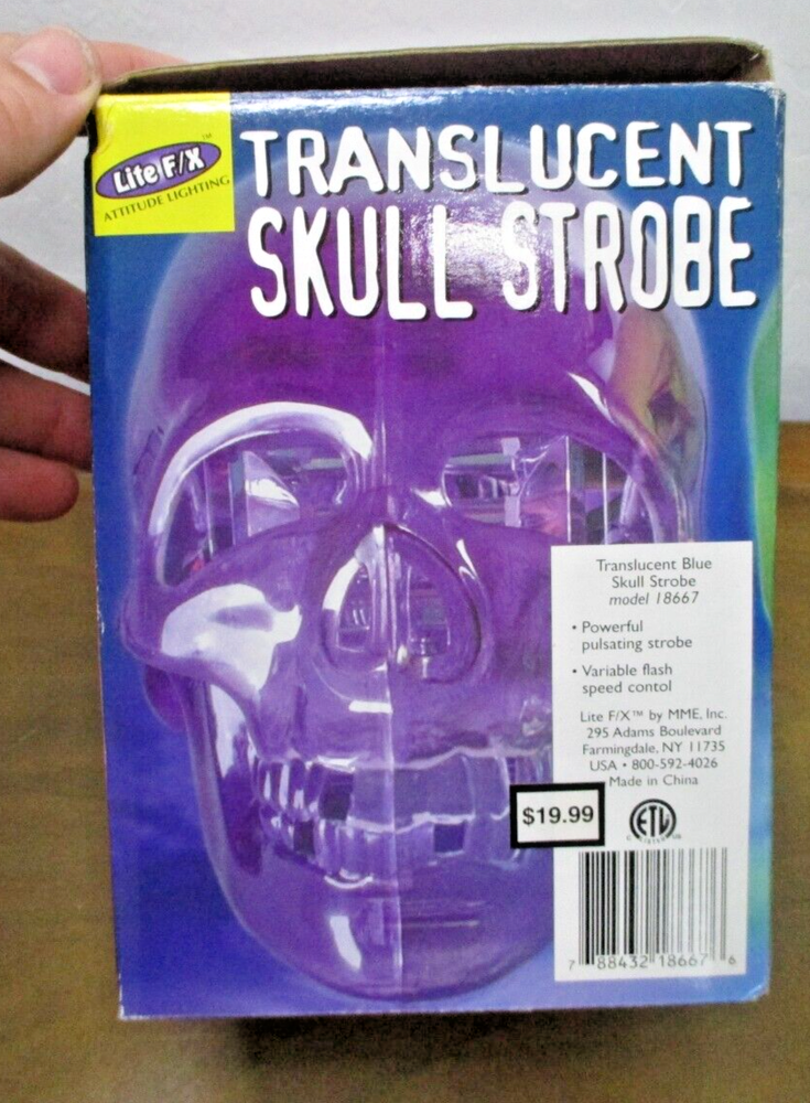 Unique! Strobe Light Skull! Blue Translucent! With Adjustable Strobe! 110 Volt