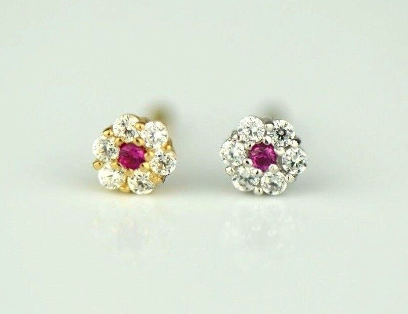 14k Yellow or White Gold Flower Nose Piercing Stud