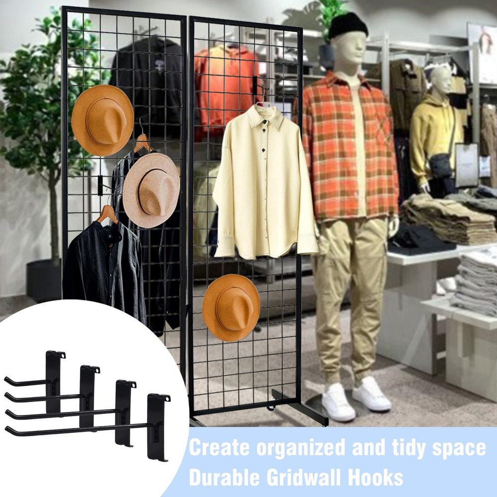 Gridwall Hooks 2 Inch, 32PC Heavy Duty Black Display Hooks for Grid Wall Pane...