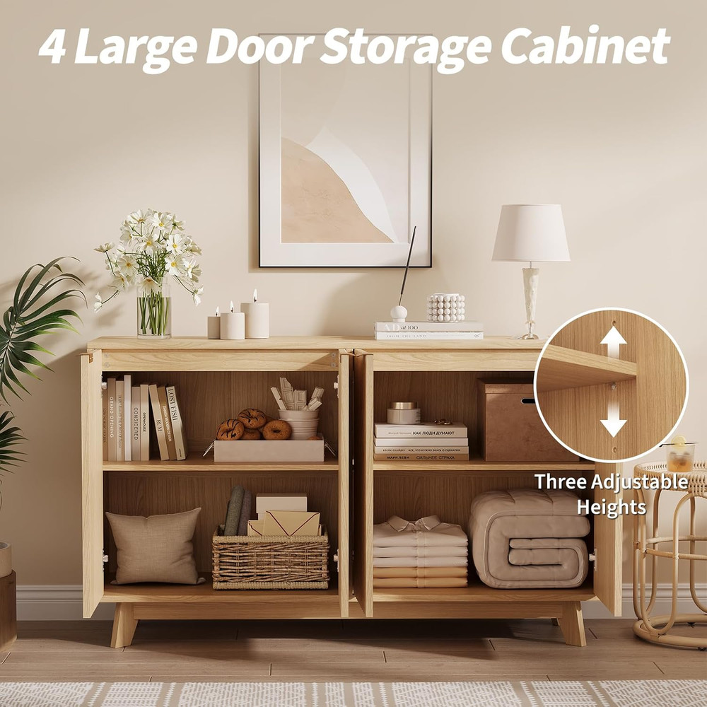 Modern 55.1" Sideboard Buffet Cabinet with Adjustable Shelves & Storage