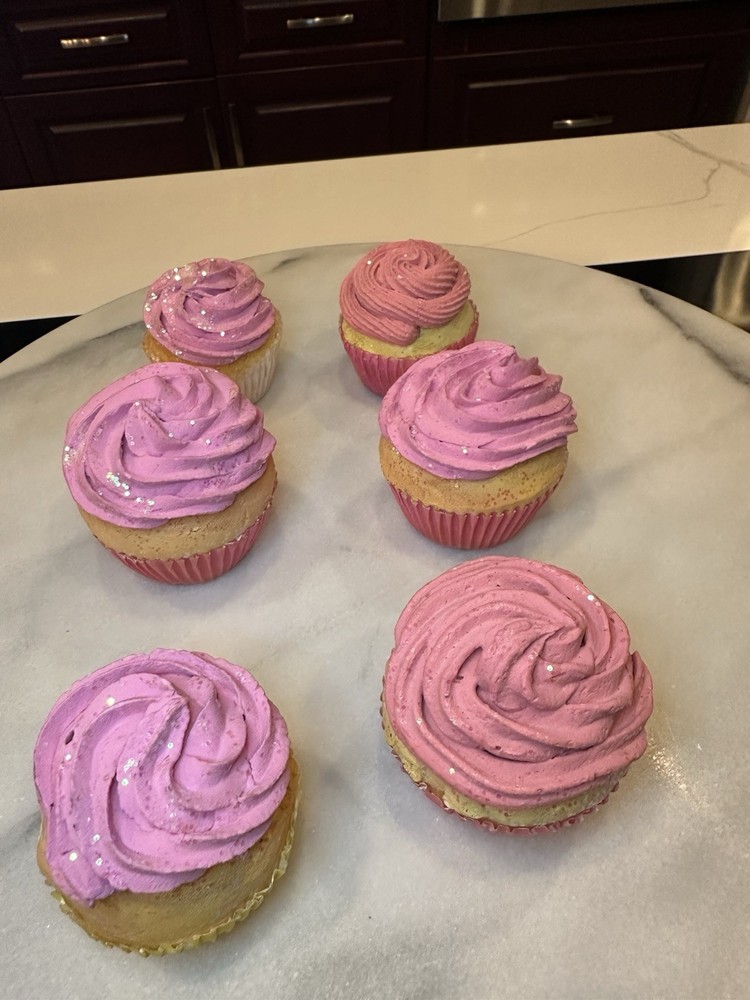 Long 6 Pink Artificial Desserts Simulation Realistic Cupcakes