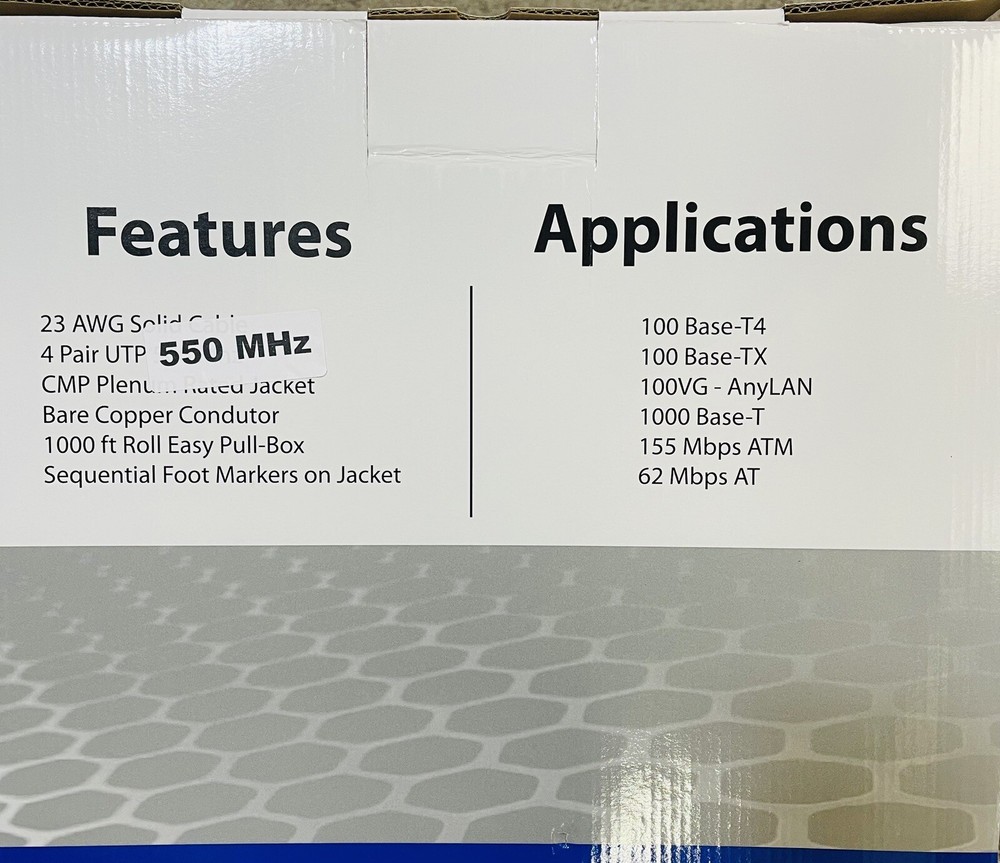 CABLE TS-PBC/6-BK PLENUM UPT SOLID CMP 4 PAIR 1000 FT