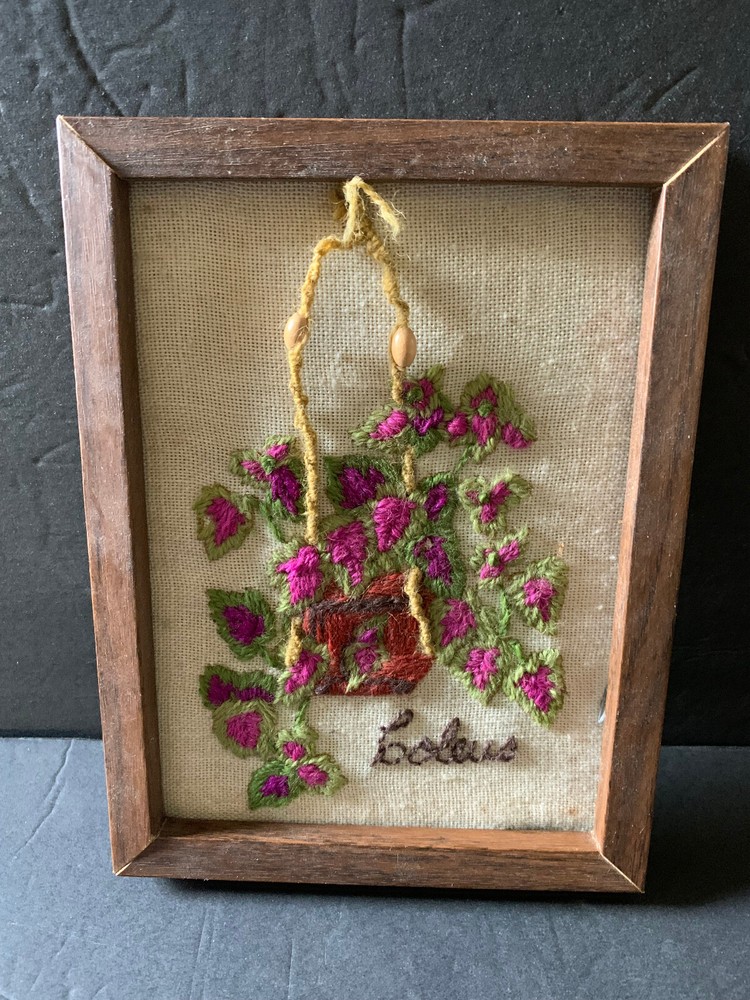 Sunset Crewel Embroidery Framed Artwork Coleus