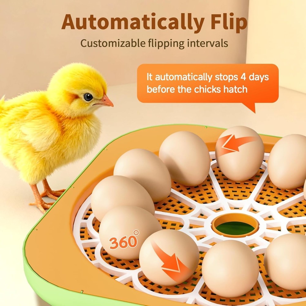 12‑Egg Incubator with Auto Turner & LED Display