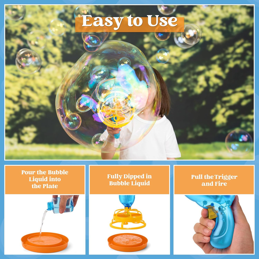 Sloosh Whale Bubble Gun with Refill Solution, Bubble Gun Machine Blower Toy for