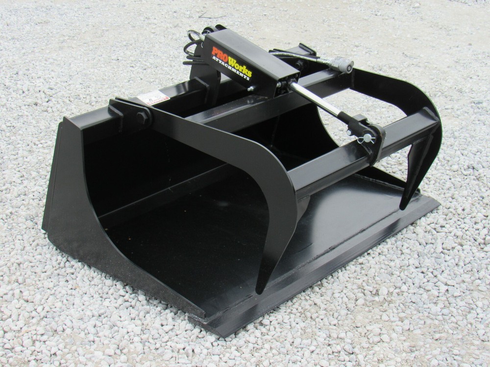 48" Solid Bottom Smooth Bucket Grapple Attachment Fits Quick Attach Loader