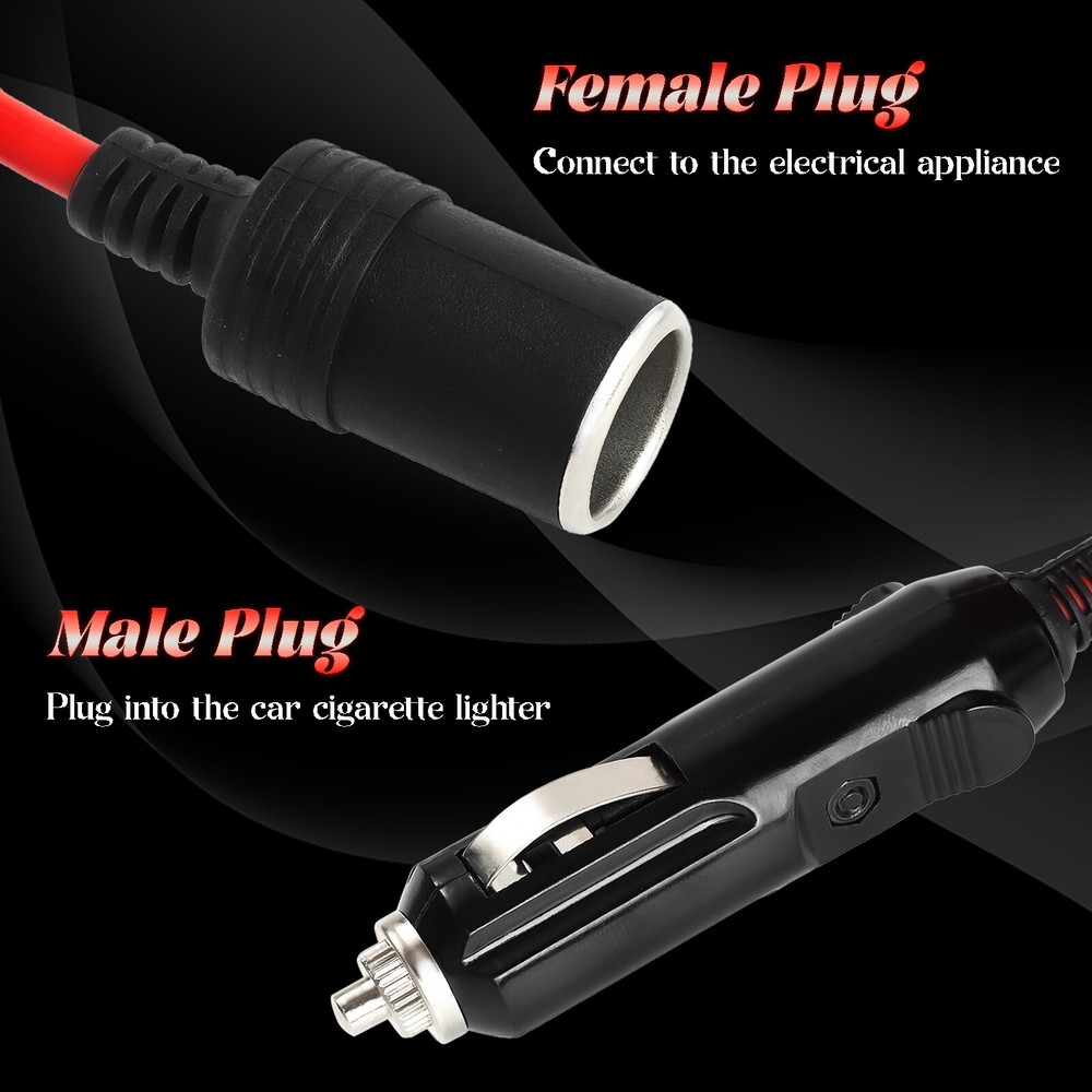 12V Cigarette Lighter Extension Cord Cable DC Power Heavy Duty Socket Plug 12ft.