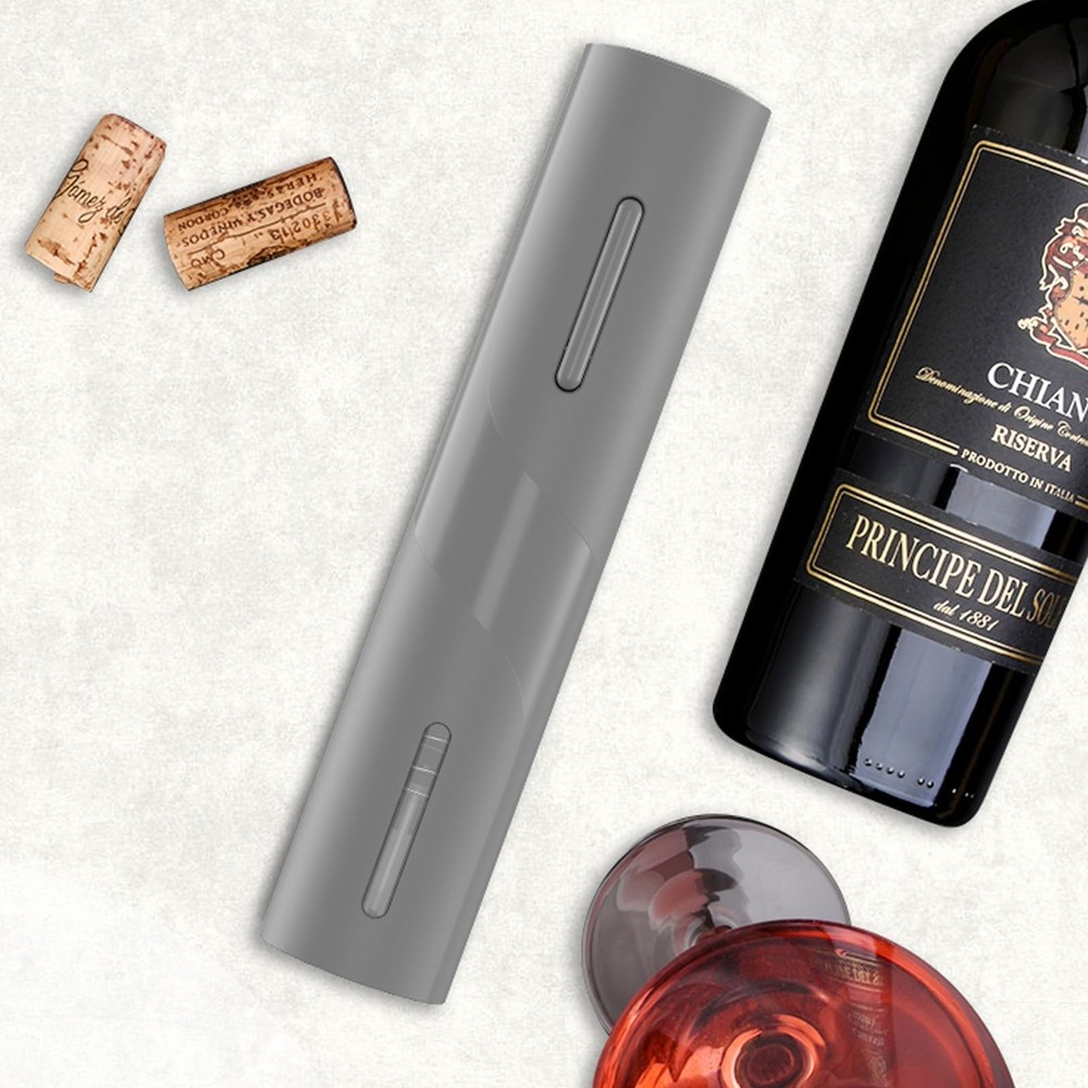 Electric Wine Opener, Automatic Operation Corkscrew, Battery Gray