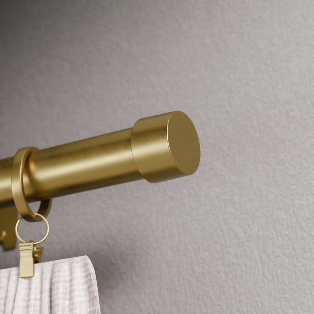 Better Homes & Gardens Plated Brass Cap Adjustable Single Curtain Rod Set