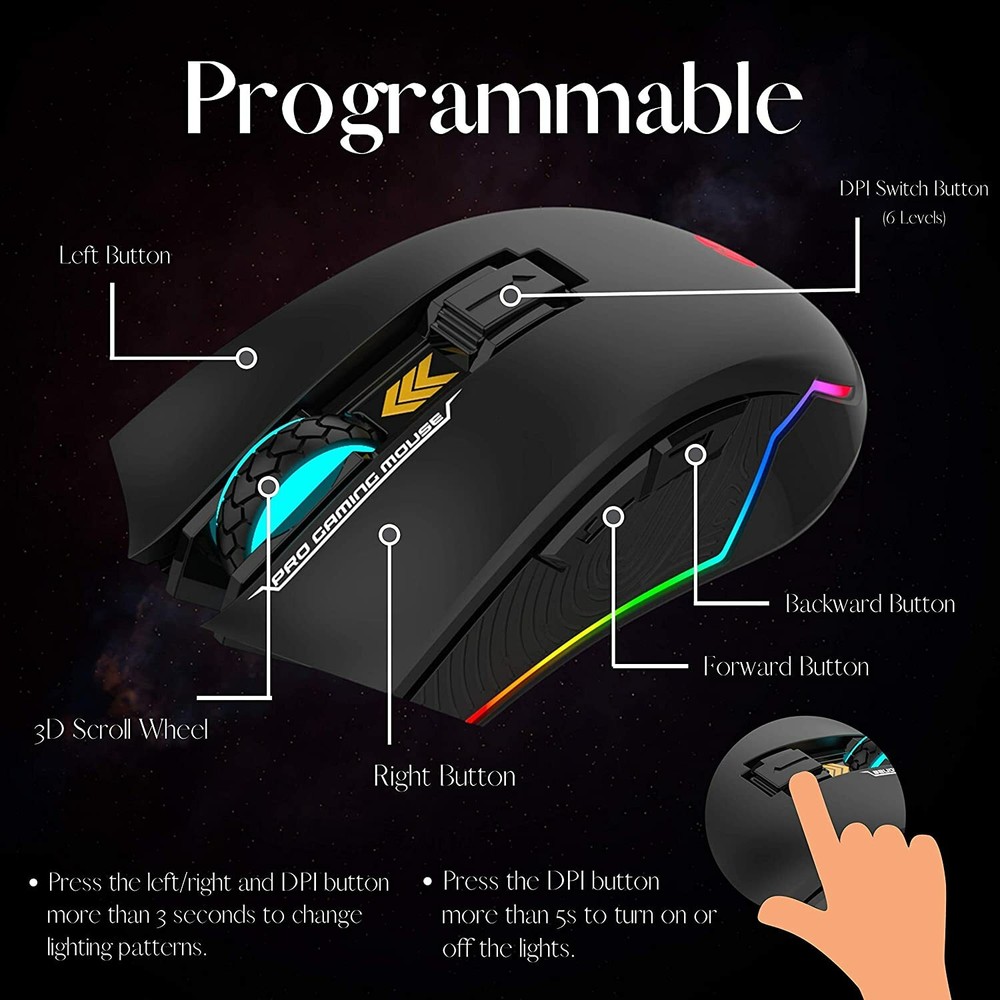 HP Wired Gaming Mouse LED RGB Backlit USB Wired Mouse for Gaming