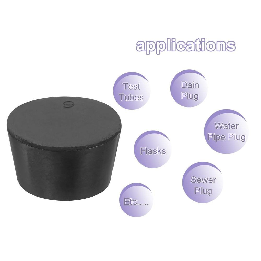 Rubber Tapered Plug 3 PCS 37-45mm Solid Test Tubes Bungs Stopper Black