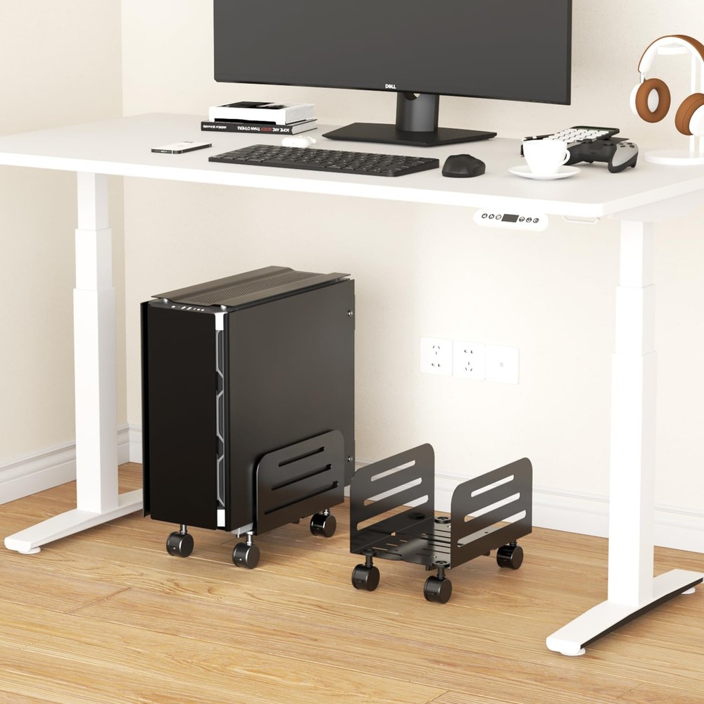 Suptek Mobile CPU Tower Stand, Adjustable, Rolling Cart with Locking Casters