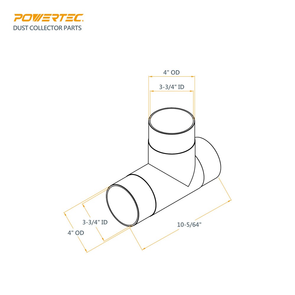 POWERTEC 4-inch T-Fitting Dust Hose Connector (70107)