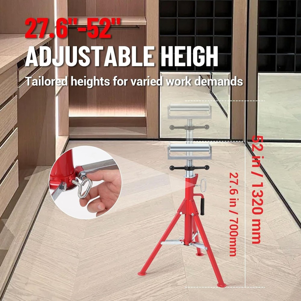 Pipe Stand Adjustable Height 2500 Lbs Portable for Welding & Construction