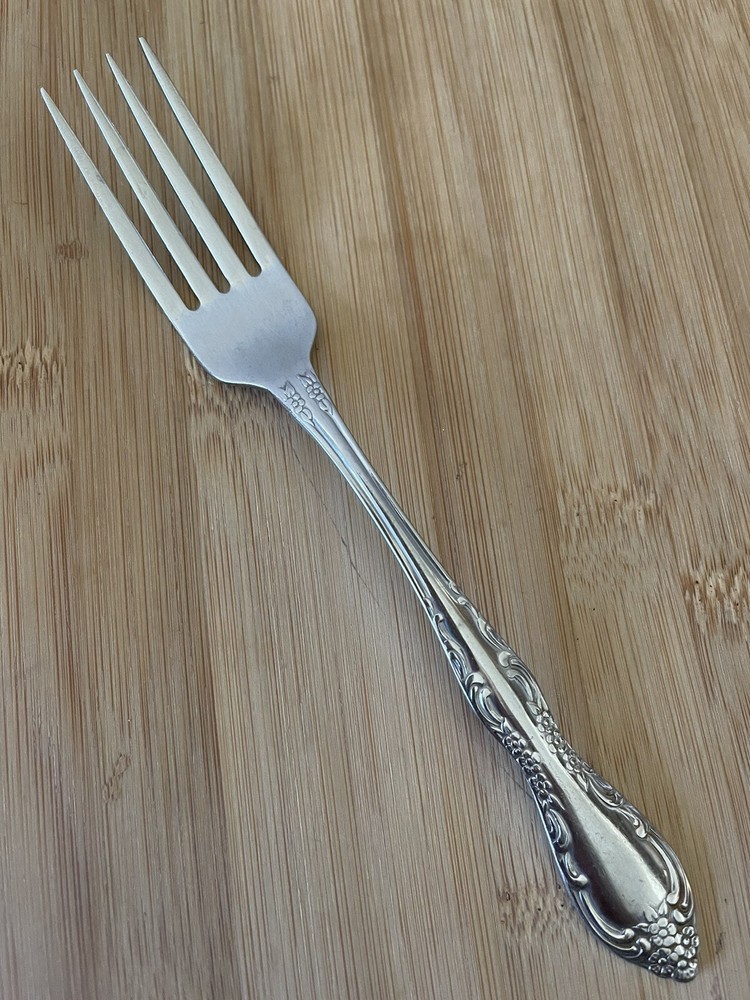 SSS Oneida Glossy Stainless BOURBON Floral Scroll DINNER FORK  7.25”