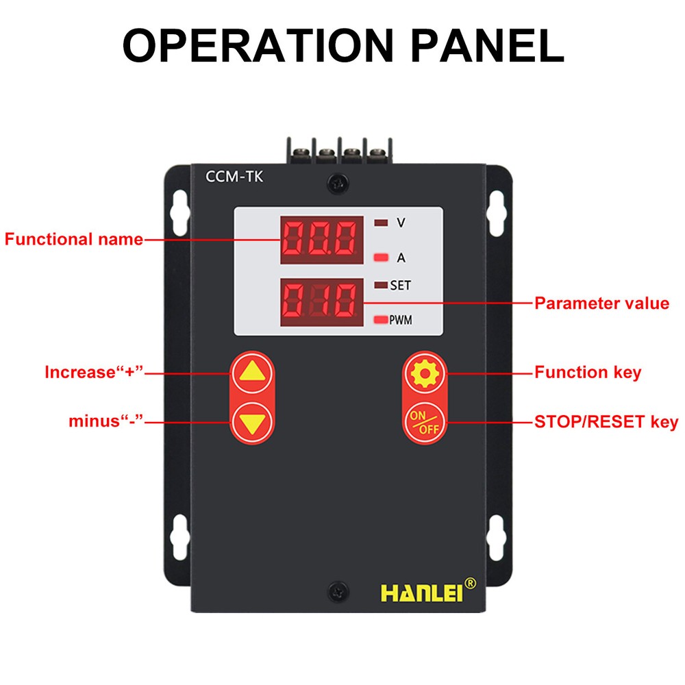 DC 12-80V 30A Motor Speed Controller Digital Display Slow-Start/Stop Control