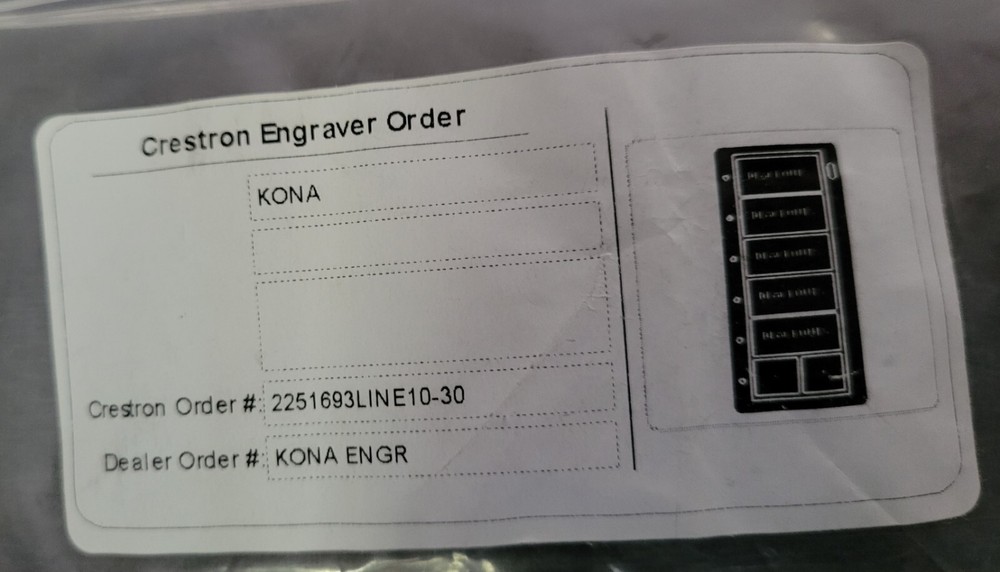 5 Crestron Kona Engraver Buttons