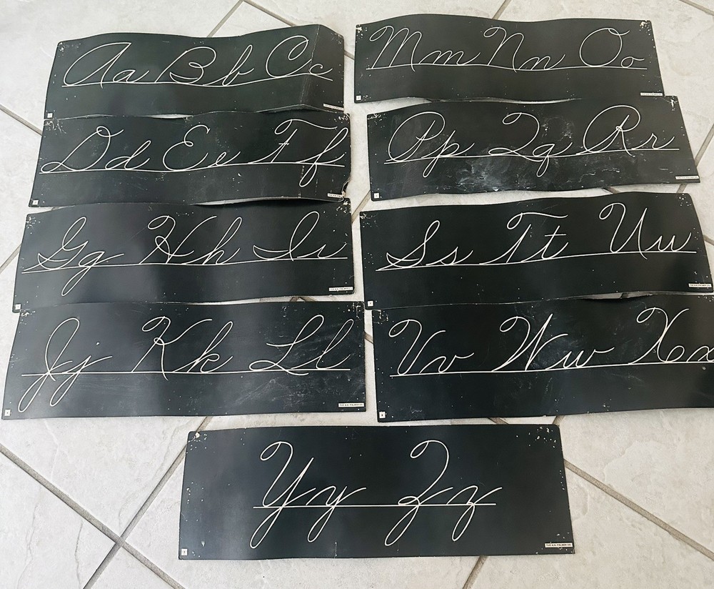 Vintage Classroom CURSIVE WALL CARDS Letters COMPLETE