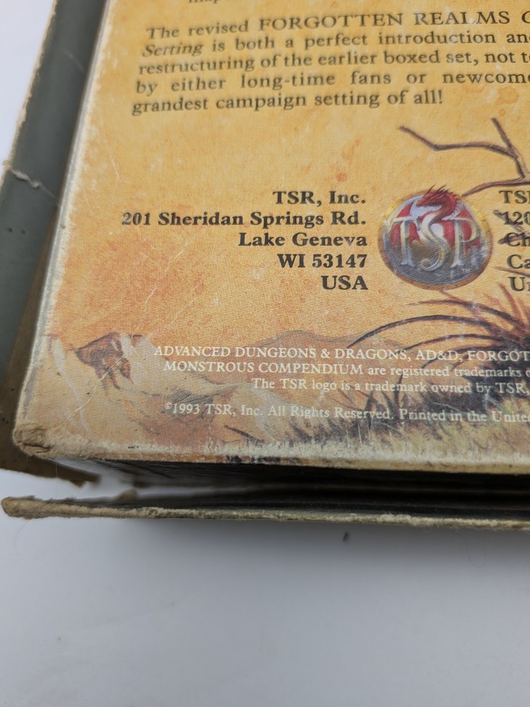 FORGOTTEN REALMS CAMPAIGN SETTING 1993 Dungeons & Dragons 2nd Ed