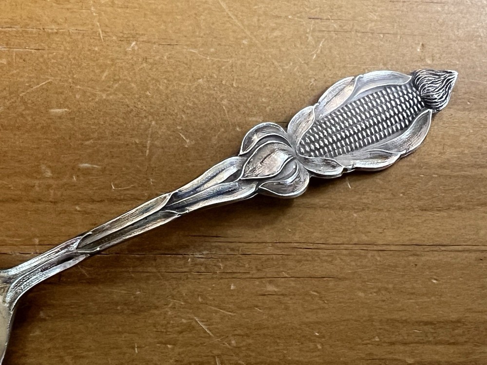 Spokane Washington Figural Corn Sterling Silver Souvenir Spoon